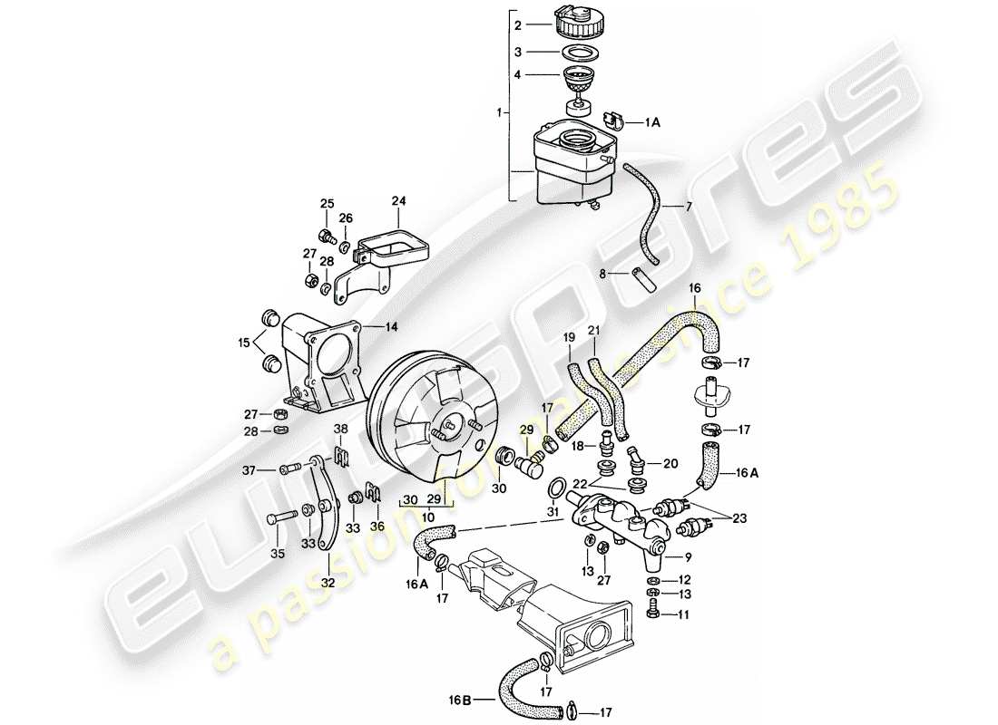 porsche 1984 (911) vorratsbehälter für - bremsflüssigkeit - hauptbremszylinder ersatzteildiagramm