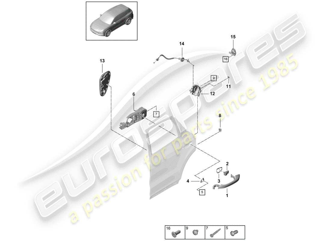 porsche 2020 (cayenne e3 9ya/9yb) türgriff, aussen teilediagramm