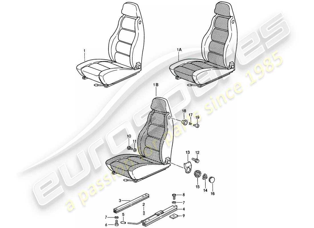 porsche 1978 (928) vordersitz - komplett ersatzteildiagramm