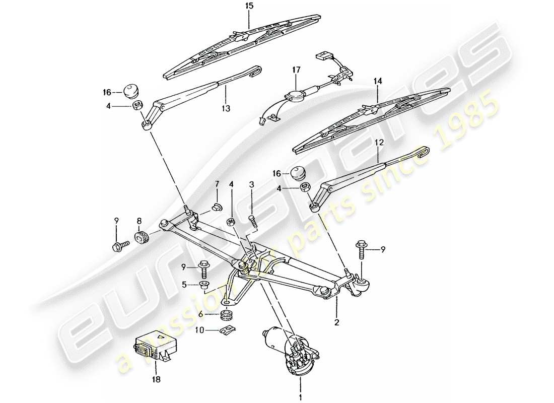 porsche 2003 (996) scheibenwischersystem kompl. - regensensor ersatzteildiagramm