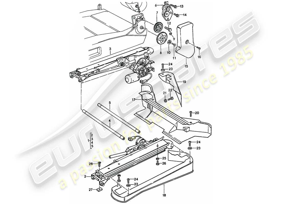 porsche 1981 (928) sitzverstellung - komfortsitz - einzelteile ersatzteildiagramm