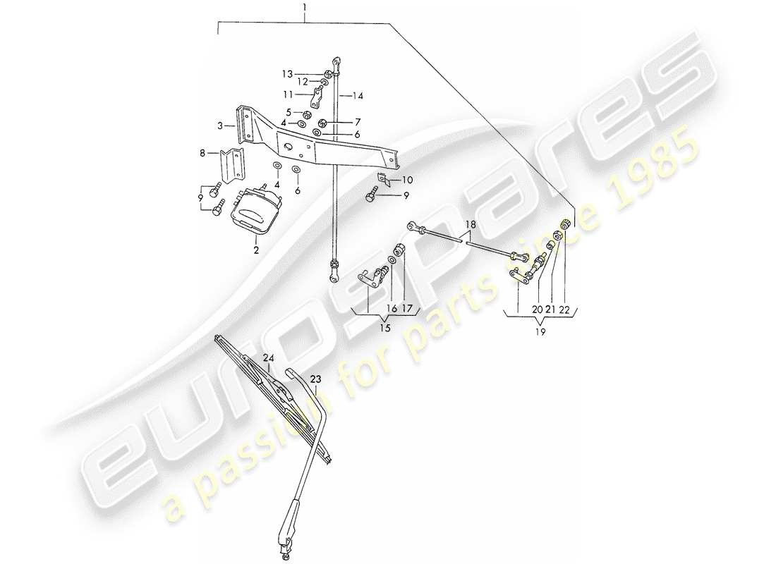 porsche 1972 (911) heckscheibenwischer teilediagramm