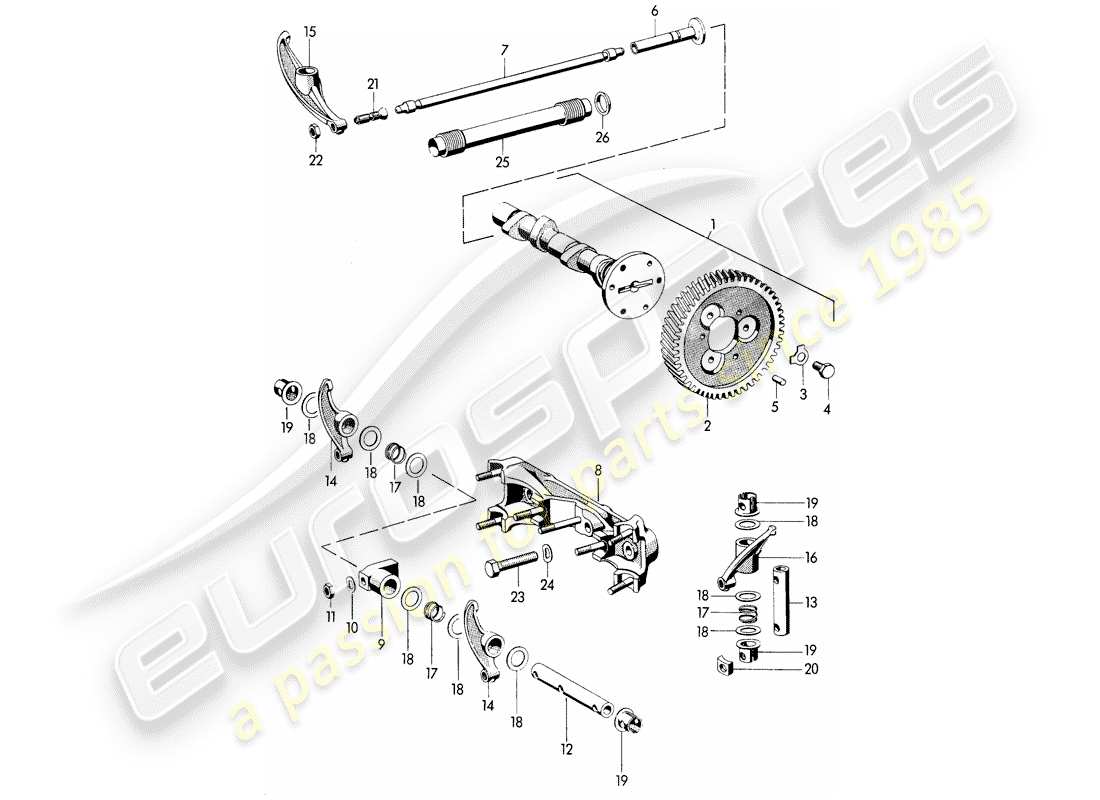 porsche 1961 (356b/356c) nockenwelle teilediagramm