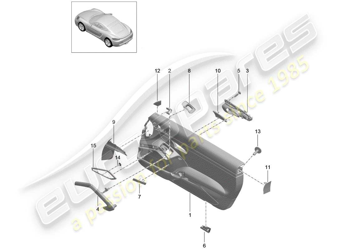 porsche 2017 (718 cayman) türplatte teilediagramm