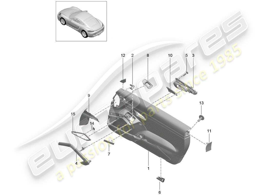 porsche 2017 (718 cayman) türplatte teilediagramm