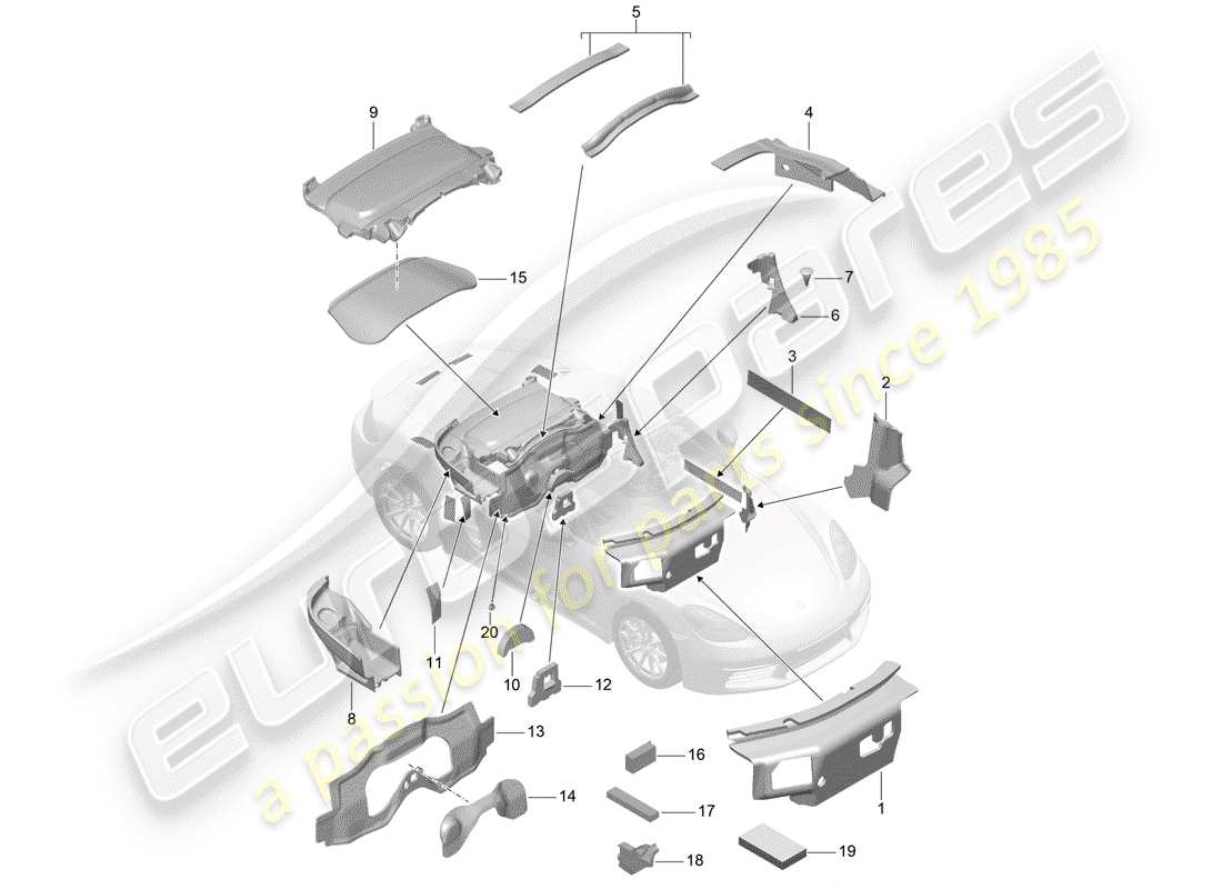porsche 2020 (718 boxster) karosserie teilediagramm