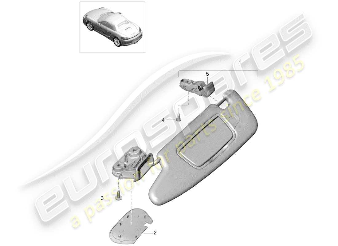 porsche 2016 (981 boxster) sonnenblenden ersatzteildiagramm
