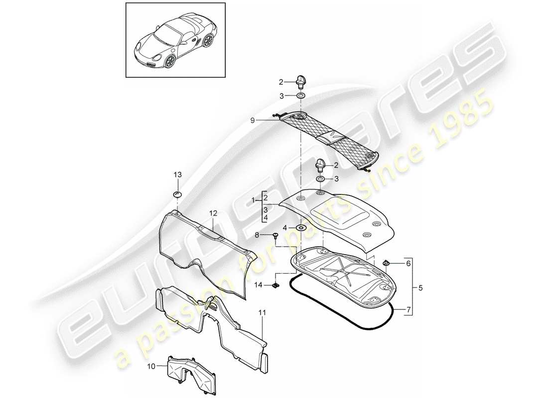 porsche 2010 (987 boxster) trims-teilediagramm