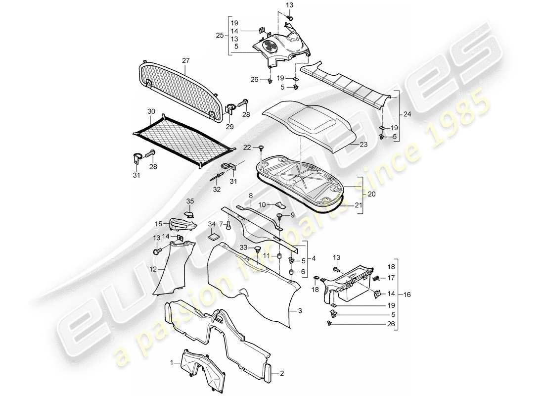 porsche 2007 (987 cayman) trims-teilediagramm