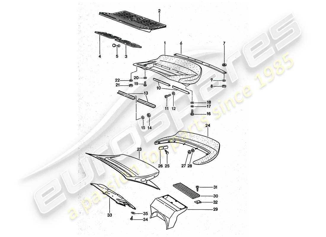 porsche 1976 (911 turbo) heckspoiler teilediagramm