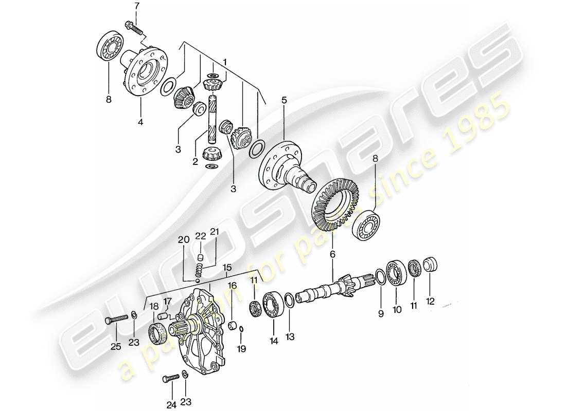 porsche 1987 (924s) differential - automatikgetriebe ersatzteildiagramm