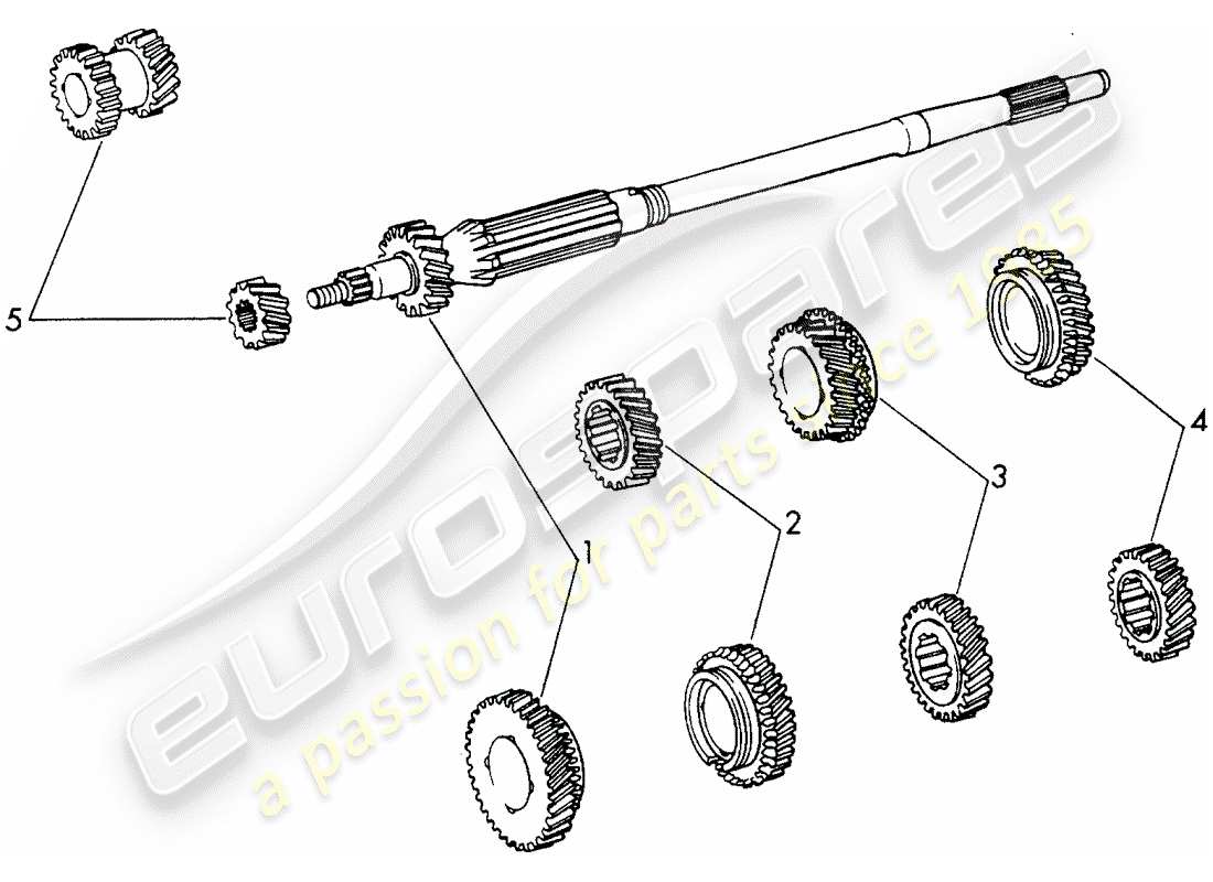 porsche 1969 (911/912) zahnradsätze - 4-speed - getriebe ersatzteildiagramm