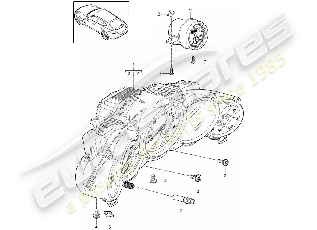 porsche 2010 (panamera 970) instrumente teilediagramm