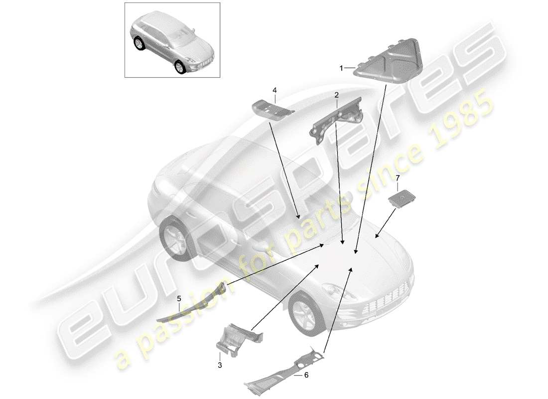 porsche 2018 (macan) schallabsorber ersatzteildiagramm