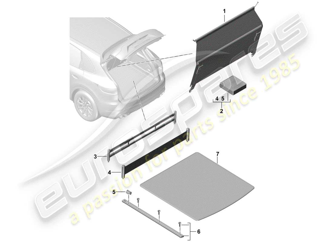 porsche 2019 (cayenne e3 9ya/9yb) kofferraumverkleidung - ersatzteildiagramm