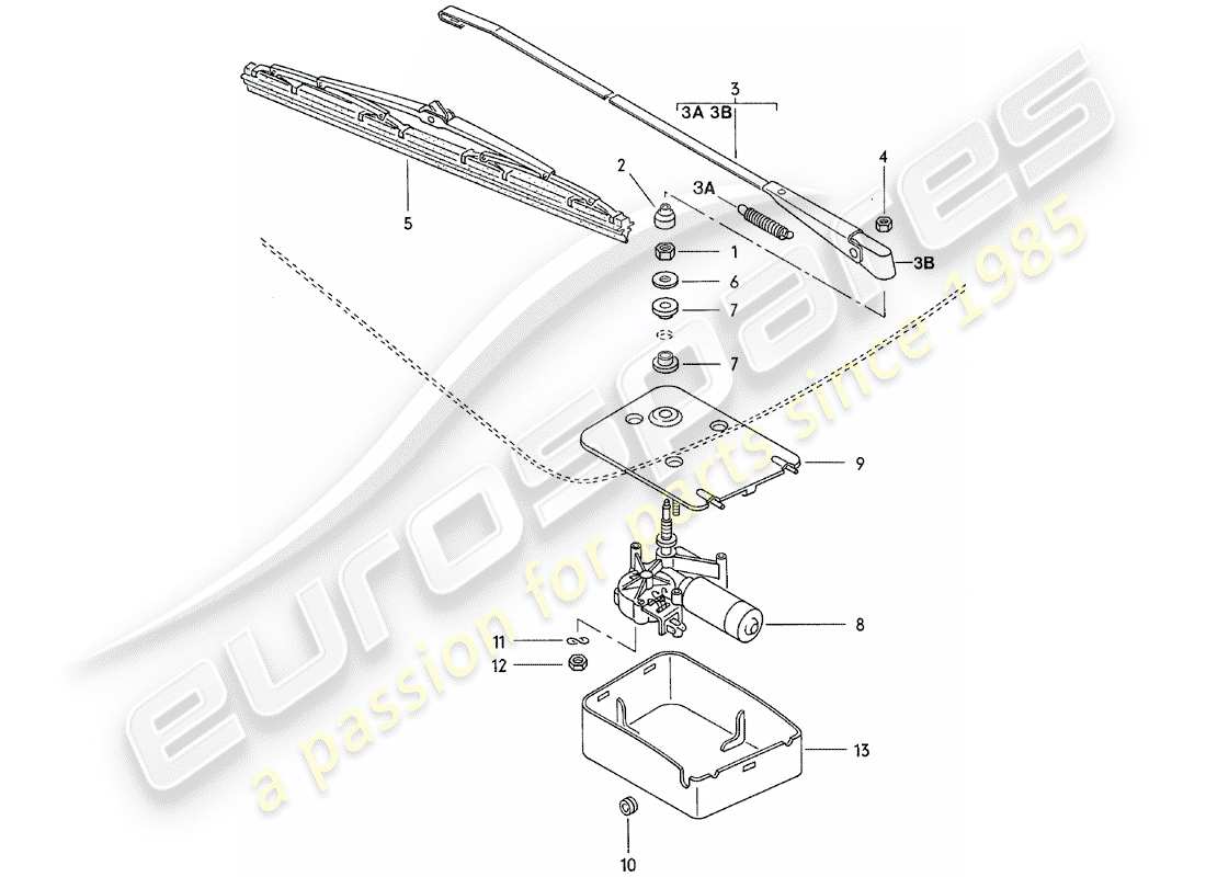 porsche 1982 (924) heckscheibenwischer teilediagramm