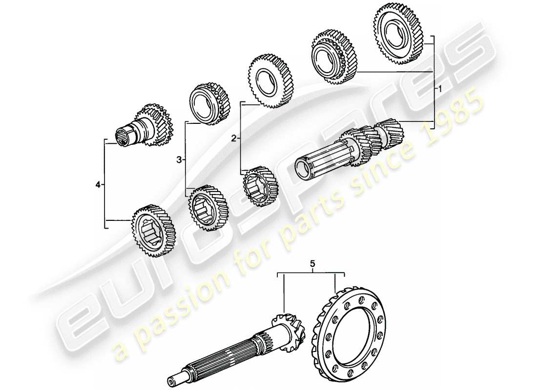 porsche 1978 (928) zahnradsätze - schaltgetriebe ersatzteildiagramm