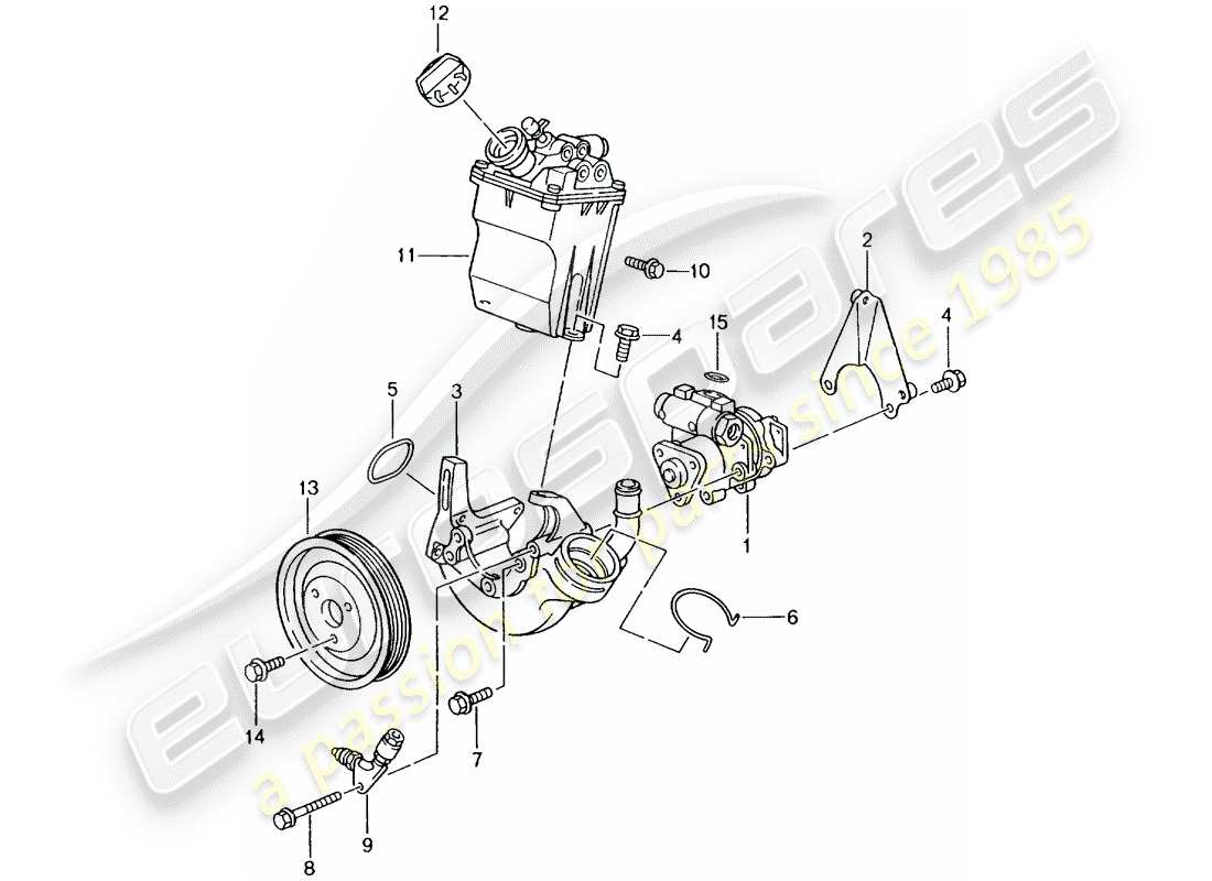 porsche 2005 (996 gt3) servolenkung - servolenkpumpe - behälter ersatzteildiagramm