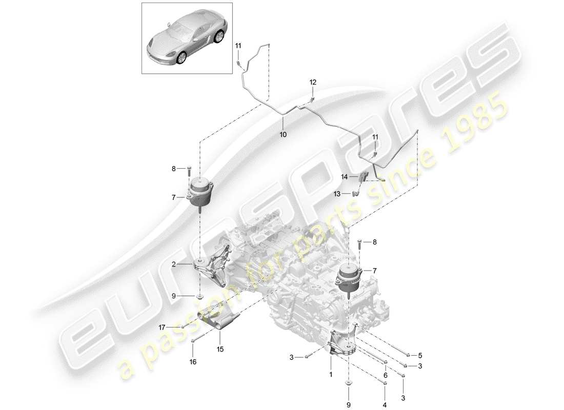 porsche 2020 (718 cayman) motorhebezug ersatzteildiagramm