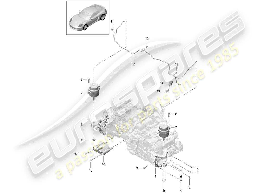 porsche 718 cayman (2020) motorhebezug ersatzteildiagramm