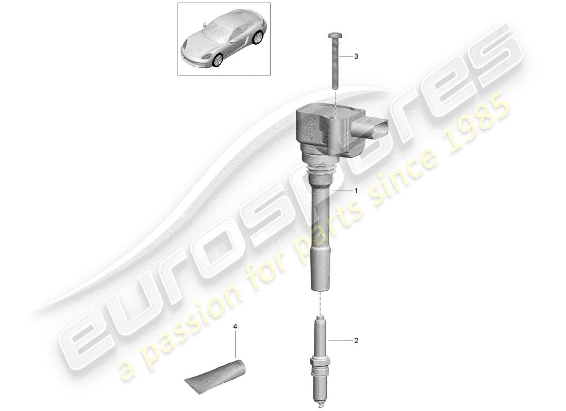 porsche 2020 (718 cayman) zündsystem teilediagramm