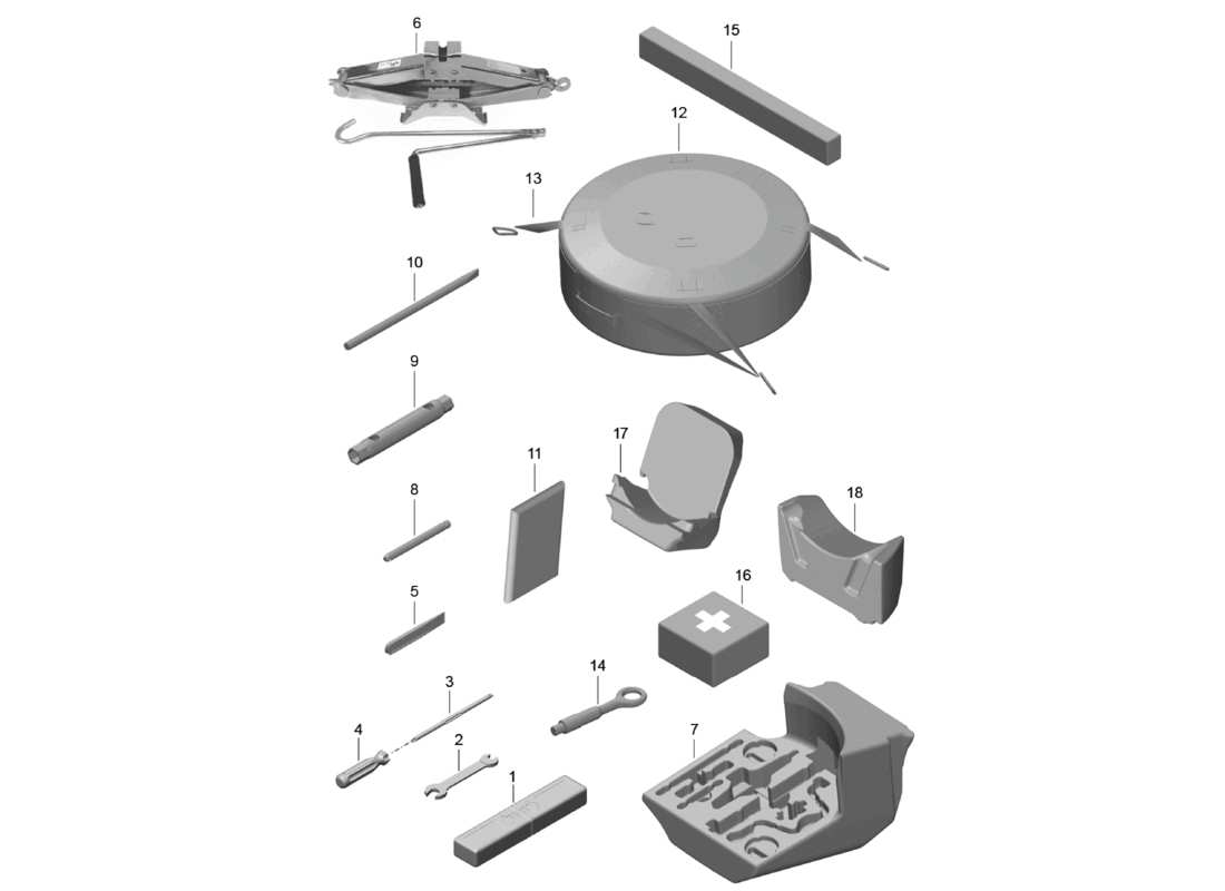 porsche 2020 (718 cayman) werkzeug-teilediagramm