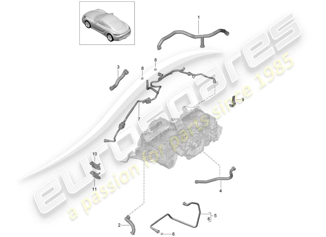 porsche 2020 (718 cayman) kurbelgehäuse-teilediagramm