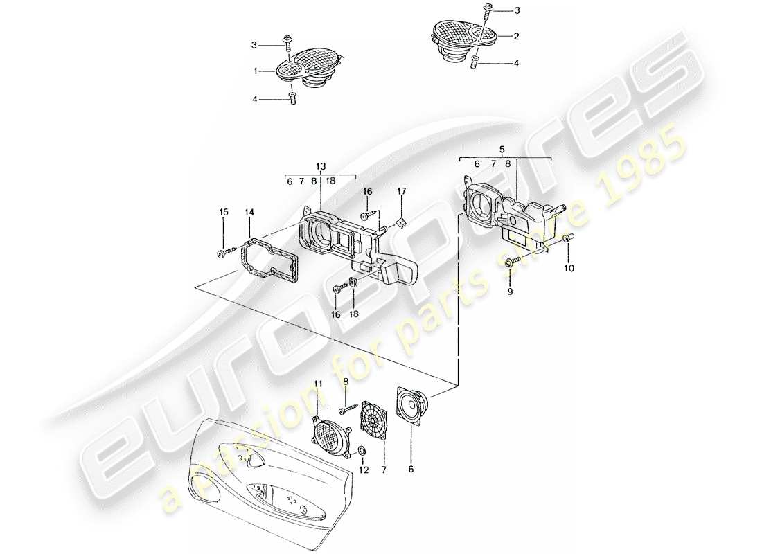 porsche 2003 (996) lautsprecher - lautsprecher - m 680/mj.02- - siehe haupt- und untergruppe: - 9/11/06 teilediagramm