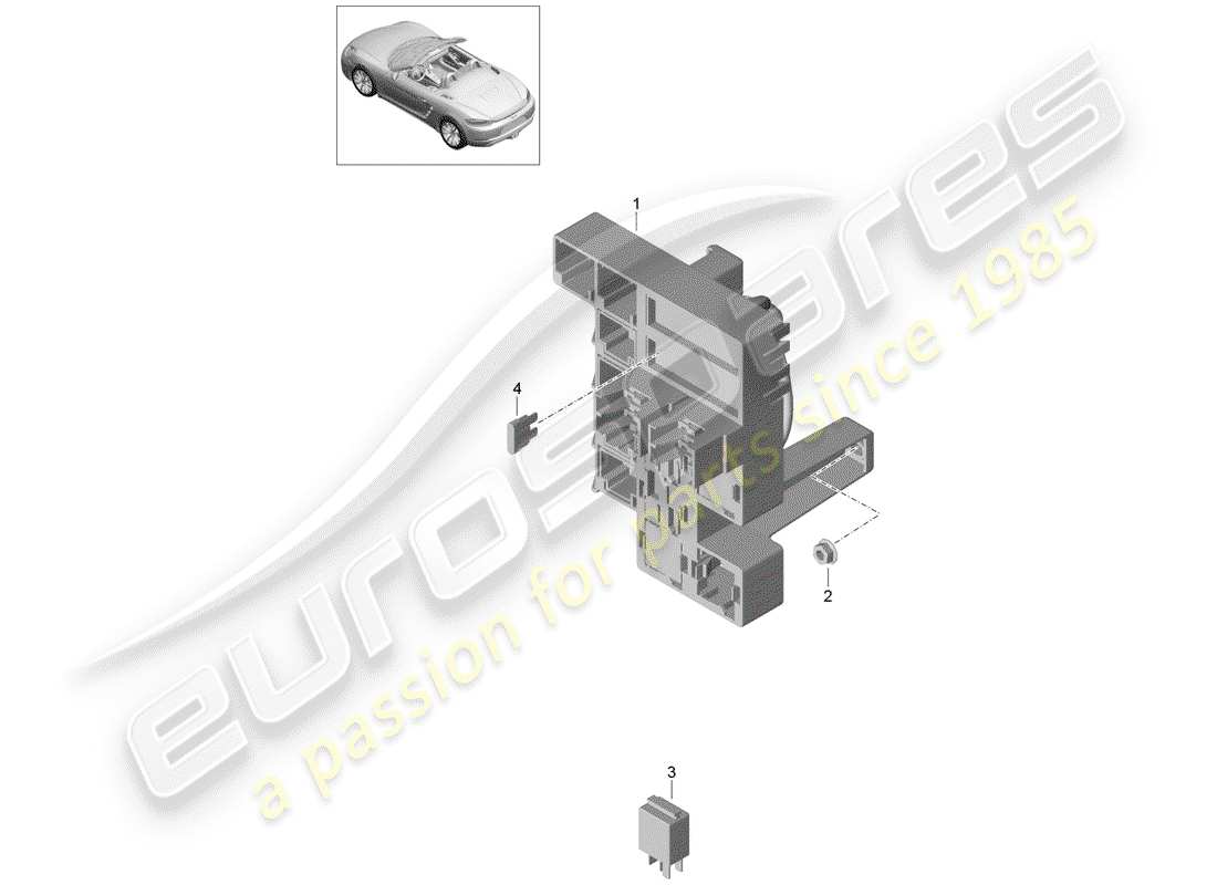 porsche 2020 (718 boxster) sicherungskasten/relaisplatte ersatzteildiagramm