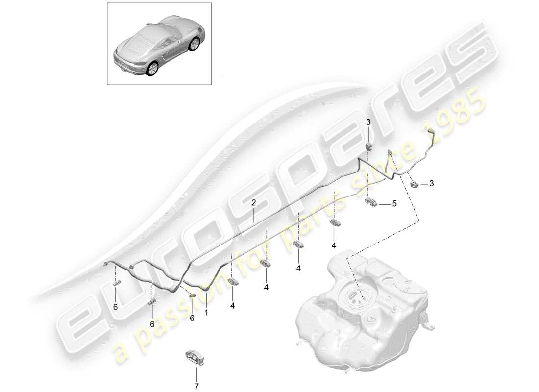 porsche 2020 (718 cayman) kraftstoffleitung teilediagramm