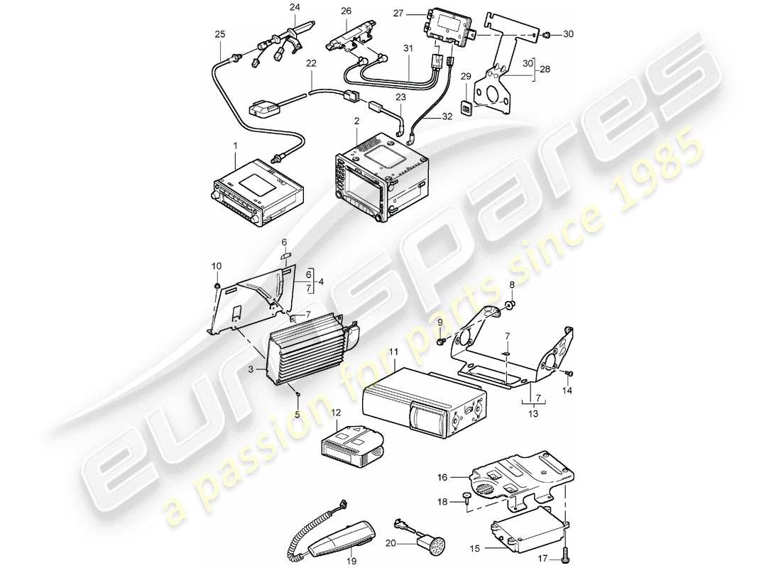 porsche 2002 (996 turbo / gt2) radiogerät - navigationssystem - telefon - d - mj 2003>> ersatzteildiagramm