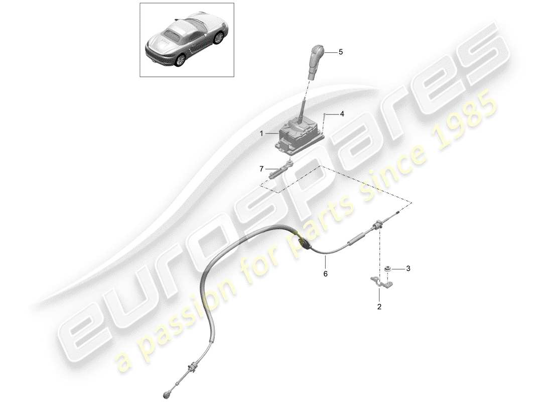 porsche 2020 (718 boxster) wählhebel ersatzteildiagramm