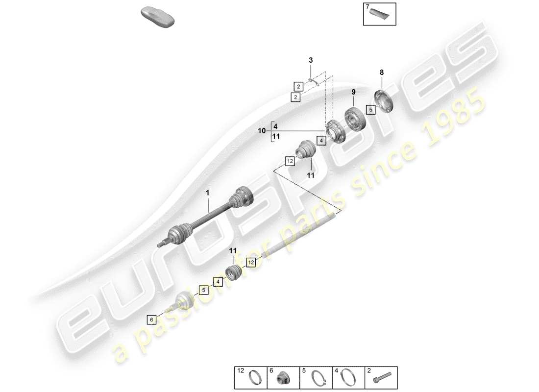 porsche 2020 (718 boxster spyder) antriebswelle teilediagramm
