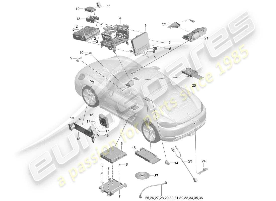 porsche 2019 (718 cayman) bedieneinheit teilediagramm