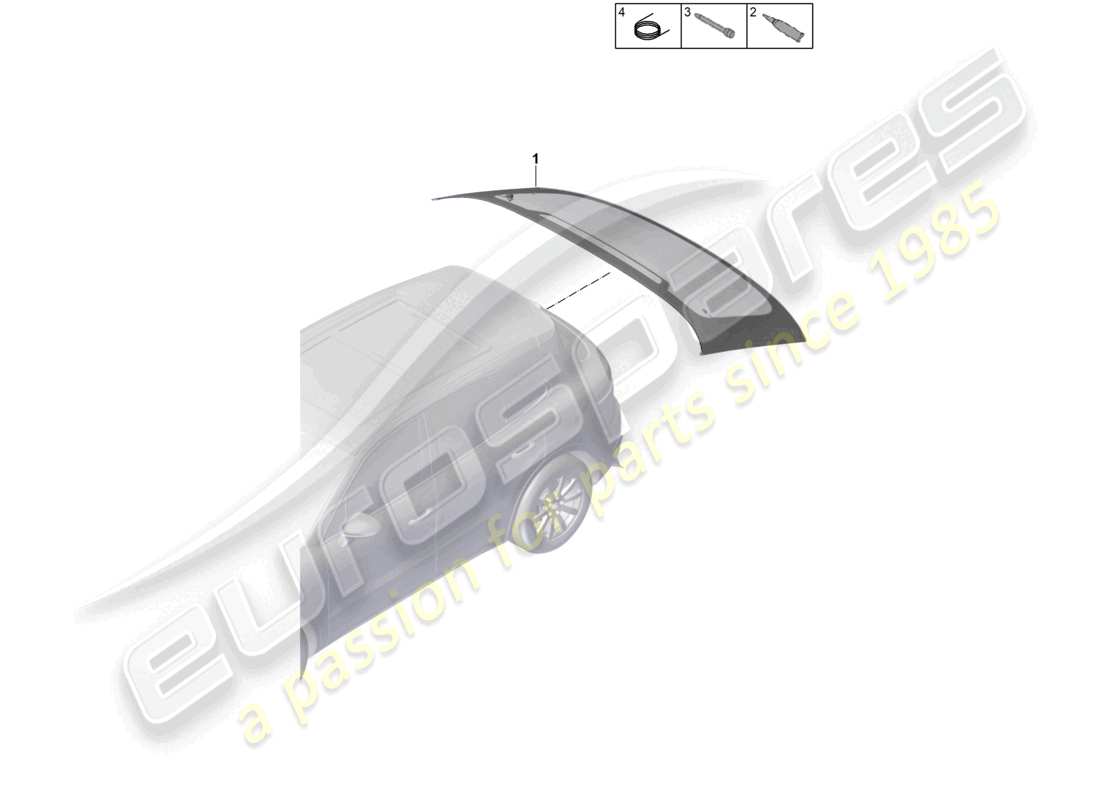 porsche 2020 (cayenne e3 9ya/9yb) heckscheibe coupé teilediagramm