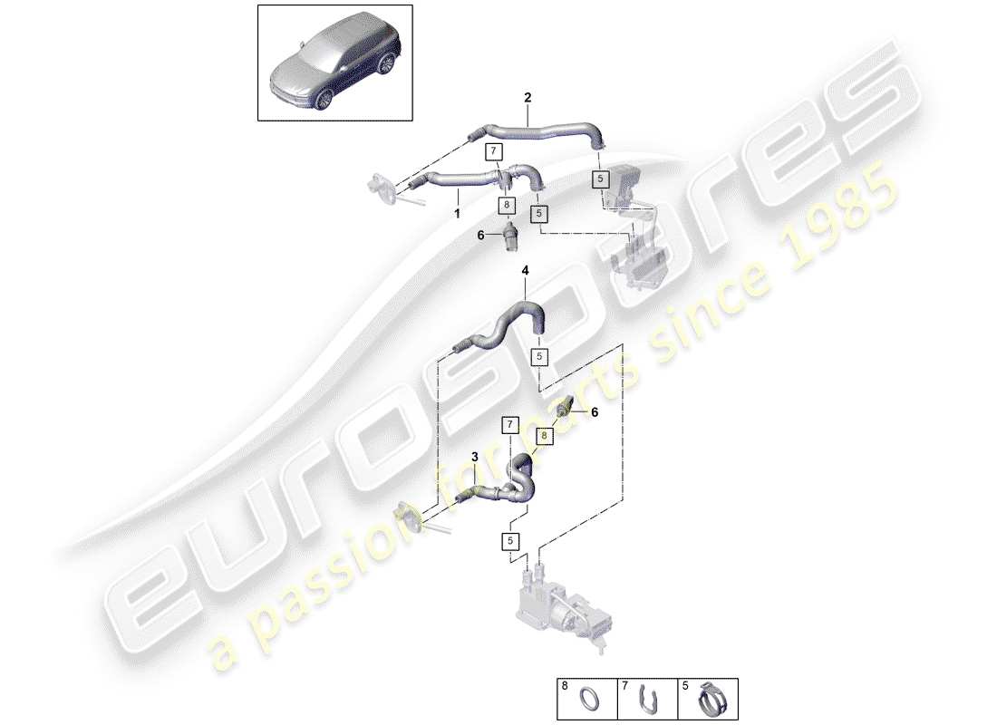 porsche 2020 (cayenne e3 9ya/9yb) heizung teilediagramm