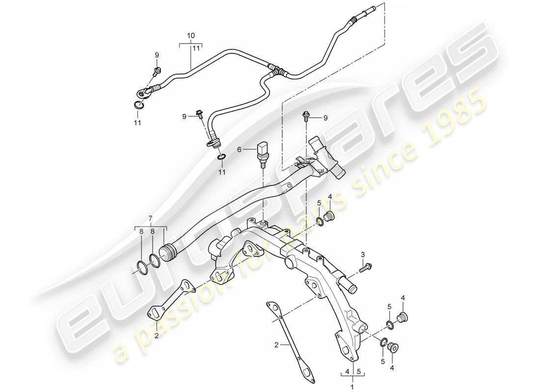 porsche 2008 (cayenne e1 9pa) wasserkühlung 1 ersatzteildiagramm