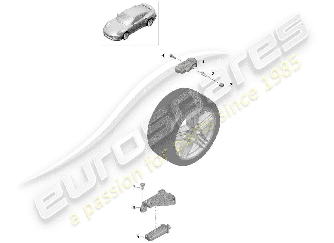 porsche 2015 (991-1 turbo) reifendruckkontrollsystem teilediagramm