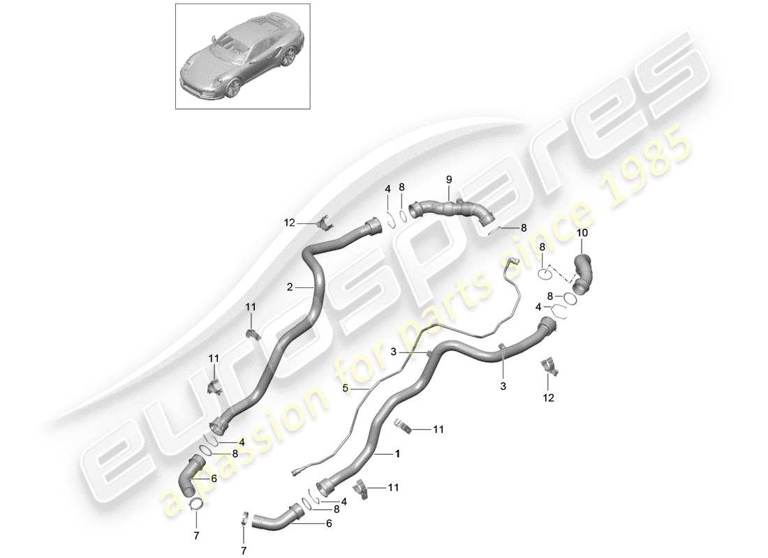 porsche 2016 (991-1 turbo) wasserkühlung teilediagramm