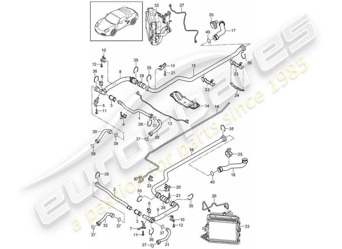 porsche 2011 (987 boxster) wasserkühlung 2 ersatzteildiagramm