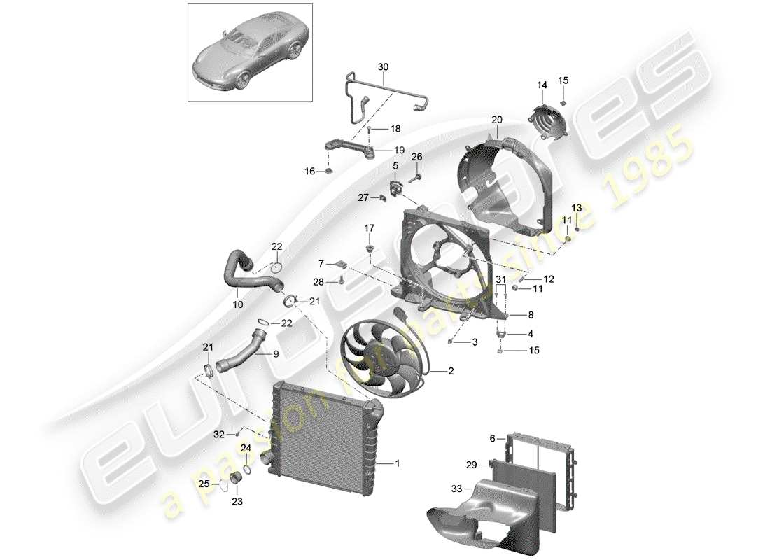 porsche 2014 (991-1) wasserkühlung 3 ersatzteildiagramm