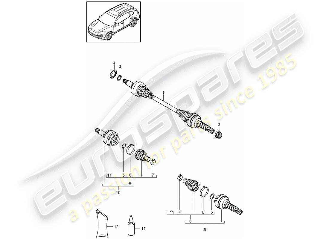 porsche 2016 (cayenne e2 92a) antriebswelle teilediagramm