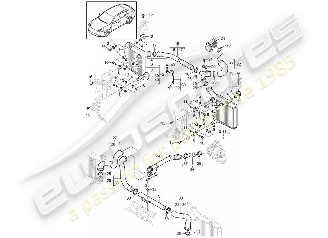 porsche 2012 (panamera 970) ladeluftkühler - teilediagramm
