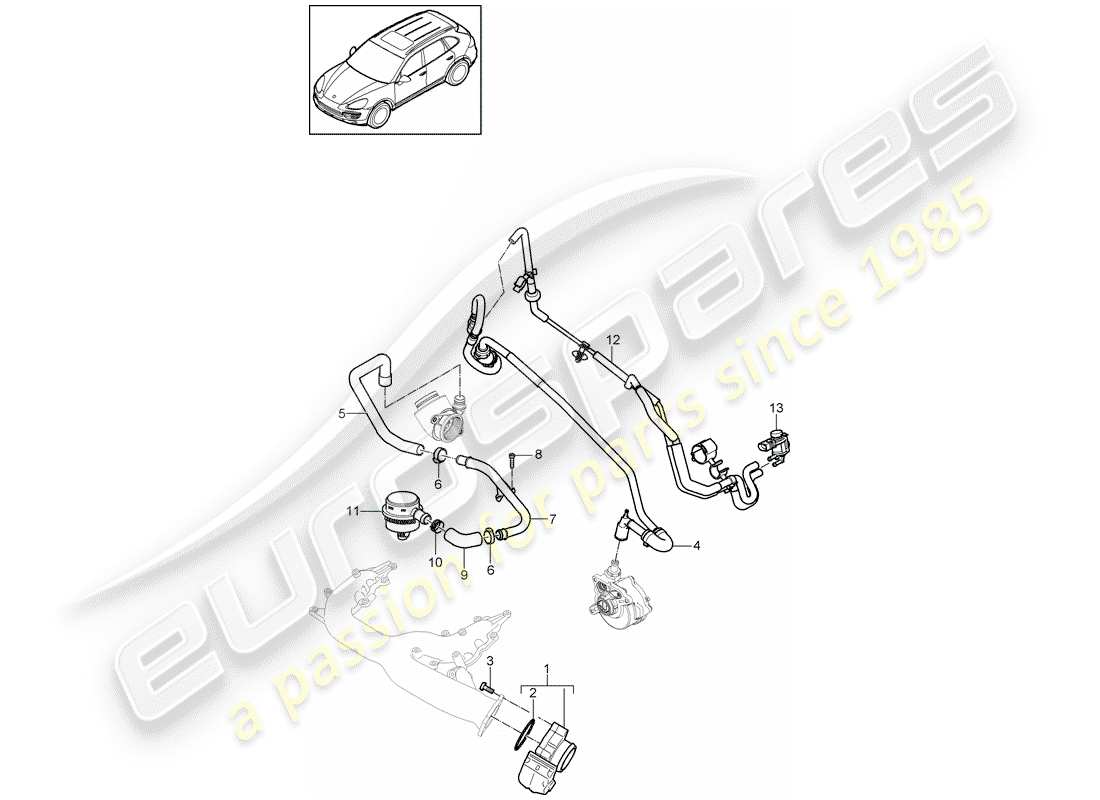 porsche 2011 (cayenne e2 92a) drosselklappengehäuse - teilediagramm