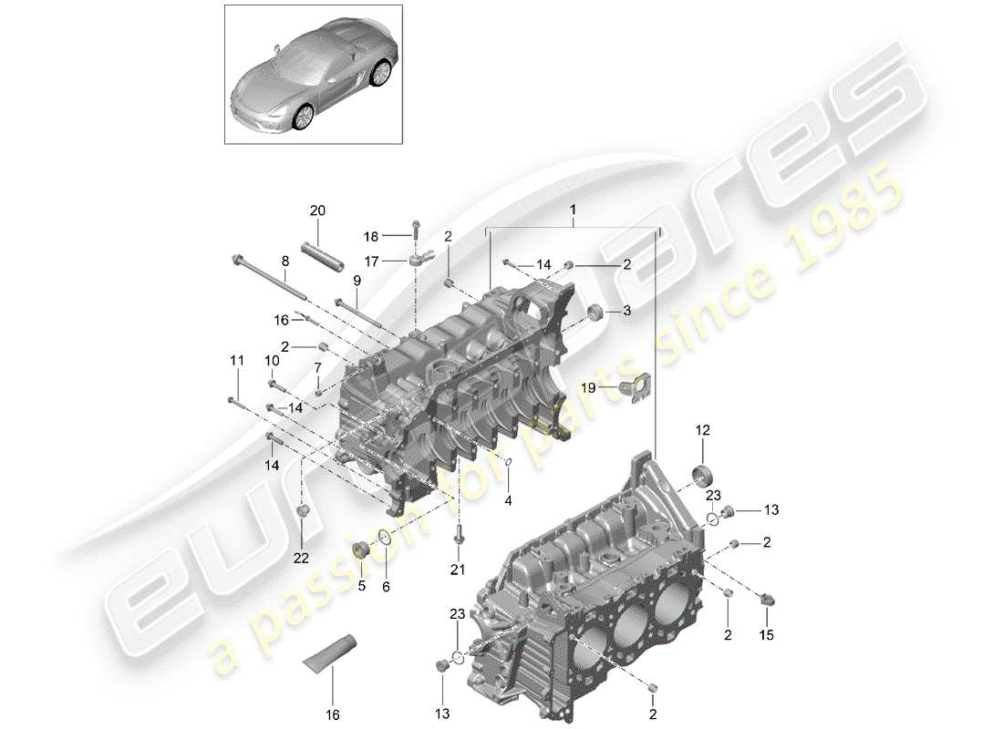 porsche 2016 (981 boxster spyder) kurbelgehäuse-teilediagramm