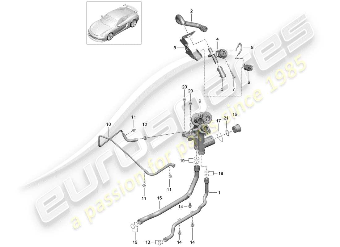 porsche 2016 (981 cayman gt4) connection teilediagramm