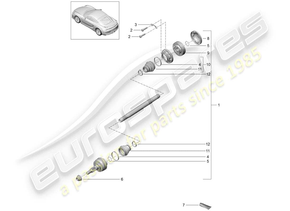 porsche 2016 (981 cayman gt4) antriebswelle teilediagramm