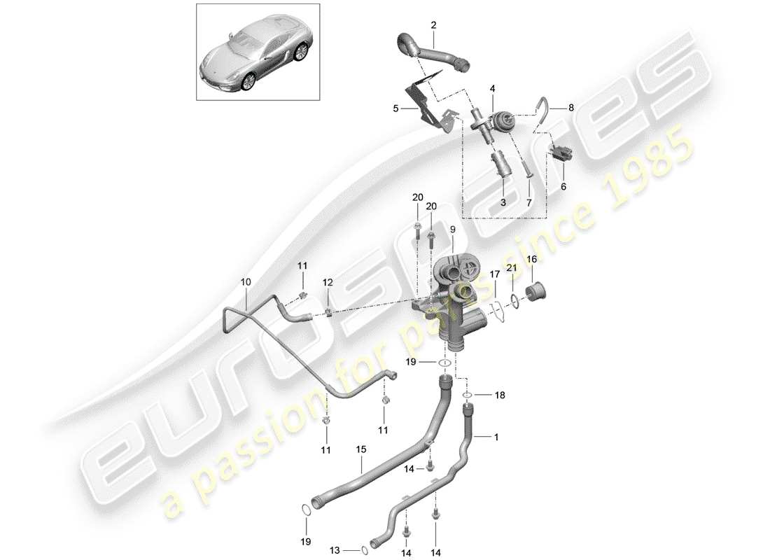 porsche 2014 (981 cayman) connection teilediagramm