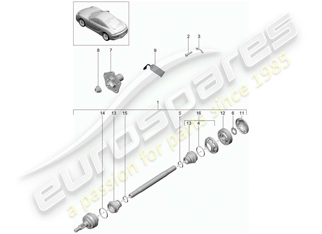 porsche 2014 (981 cayman) antriebswelle teilediagramm
