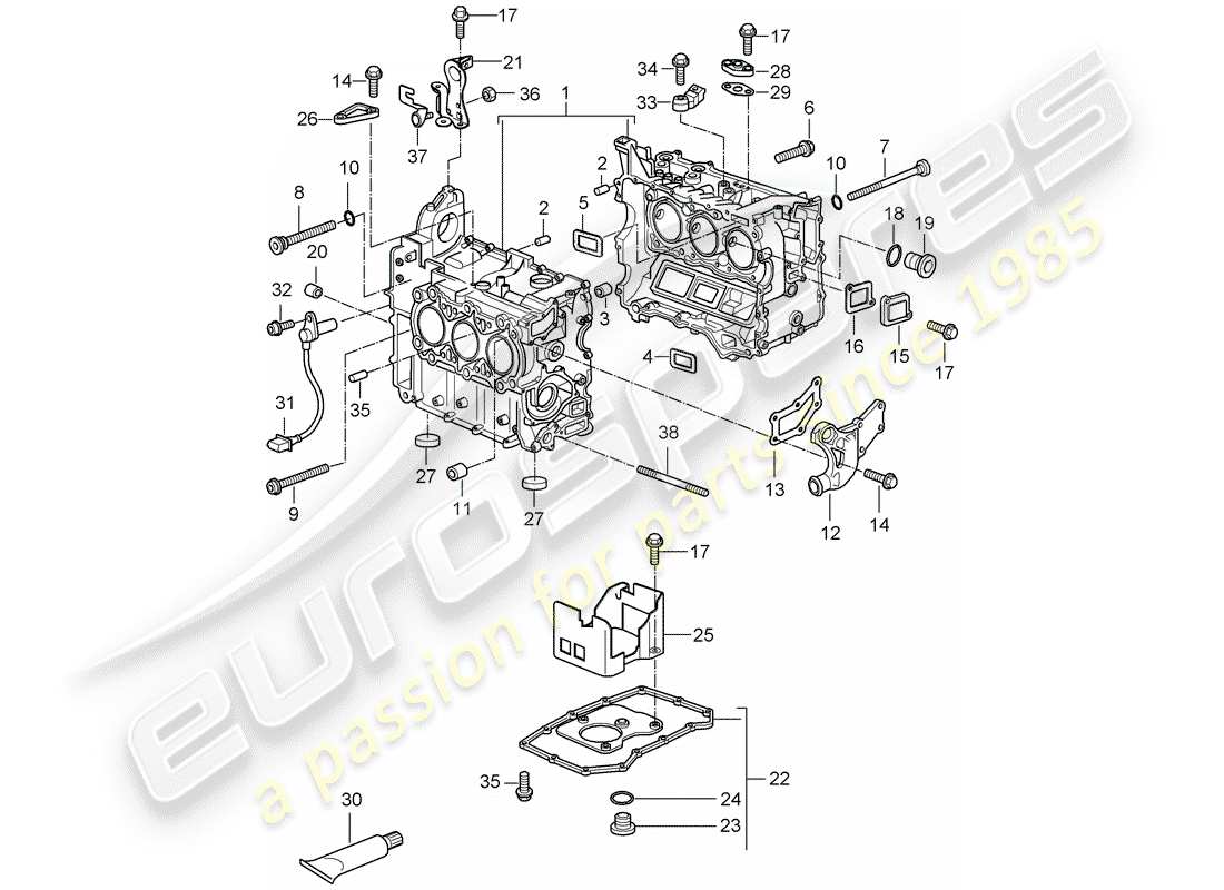 porsche 2007 (987 cayman) kurbelgehäuse-teilediagramm
